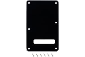 Banworks Plaque arrière de guitare électrique 3 plis, couvercle de vibrato à 6 trous pour guitare standard américaine/mexicaine Strat ST JT/HGB-01, noir brillant