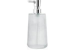 Mamiddle Dispenser Sapone Bagno Moderno a Righe Dosatore Sapone Cucina Detersivo Piatti 250ml Dispenser Sapone Cucina con Pompa per Bagno e Lavelli da Cucina (Trasparente - 1 pezzo)
