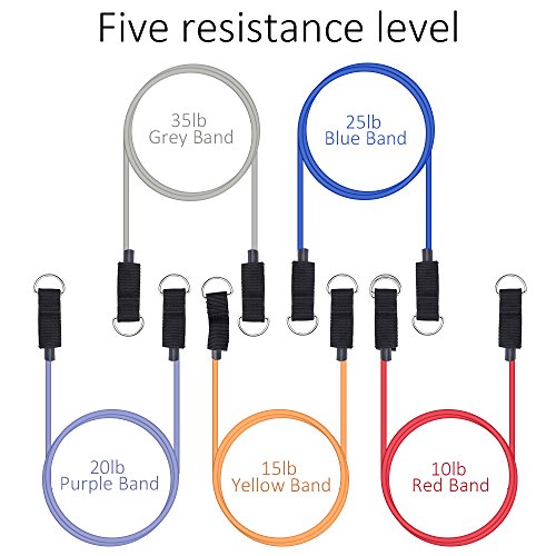 WOLFWILL Elastisch 12pcs Gymnastikbänder Übungsband Wiederstandband Fitnessbänder Set mit Griffe ideal für Sport Training Yoga Heimfitness - 5