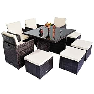 Amazon.de: Outsunny® Polyrattan Gartenmöbel 21 tlg. Rattan ...