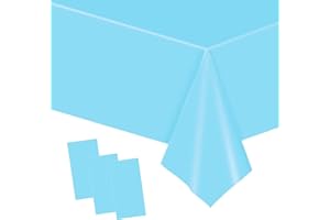 POPOYU Tovaglia 3P blu chiaro, usa e getta, 137 x 274 cm, di carta azzurro, impermeabile, per feste, picnic, compleanno, matrimonio, Natale