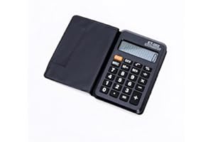 SAGASAVE Mini calculatrice 8 chiffres avec étui en cuir et pile bouton pour l'école, la maison, le bureau