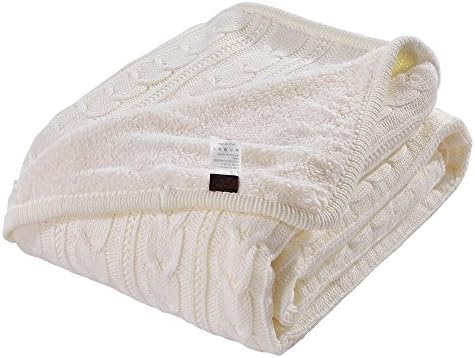 Zange Bedding Luxury Polyester Cable Knit Soft Throw Blanket Suitable for Chair or Bed 120 x 180 cm White