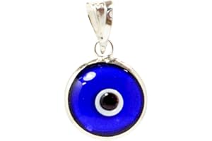 MIZZE MADE FOR LUCK Pendentif avec charme de mauvais œil en verre de 10 mm en argent sterling 925-14 couleurs disponibles