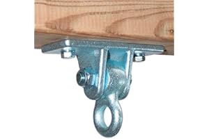 TikTakToo 2 ganchos de columpio con placa de 130 x 50 mm/articulación oscilante sobre cojinete de latón con placa de montaje para el columpio o gancho de techo