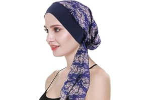 WUERKIYA Pañuelo para La Cabeza para Mujer Tocado para Mujer Tocado para Quimio Conjunto Preatado Pañuelo para La Cabeza Plisado Gorro Gorro para Mujer -azafrán de vino