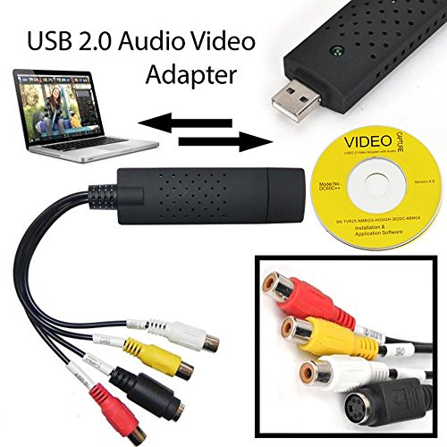 ranipobo DVD DVR Chip Video Capture USB 2.0 Konverter Adapter Kabel mit Stereo Audio HDTV VHS DVD RCA S-Video Eingang für PC Laptop - 3