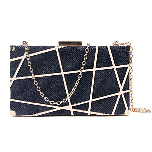 EVEOUT Pochette Creuse en Métal Doré pour Femme Etui Rigide Brillant pour Femmes Porte Monnaie pour Cocktail de Fête,Sacs à Main de Mariée pour Le Bal de Mariage Sac de Soirée en Similicuir Glitter