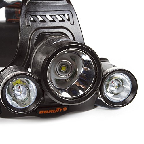 Boruit Led stirnlampe kopflampe Scheinwerfer LED nachladbare 2 in 1 abnehmbarer 3 * T6 LED-Scheinwerfer-Fahrrad-Licht bewegliches wasserdichtes 4 Brilliant Methoden Leuchtturm Brennerkopf für den Außenreitnachtangeln Camping Wandern Laufen Radfahren Scaling Walk – Charger EU - 3