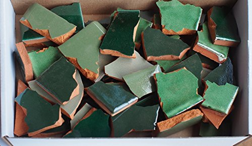 900g Bruchmosaik, Mosaikfliesen aus handgefertigten mexikanischen Fliesen – Grün – Töne - 4