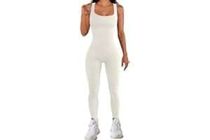 Risipu Bodycon Jumpsuit for Women UK, Sleeveless Square Neck Black Jumpsuit, Seamless Ribbed Stretchy Romper for Fitness Yoga Workout