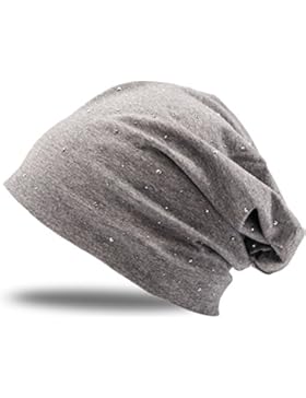 Strass Steine Jersey Baumwolle elastisches Long Slouch Beanie Unisex Herren Damen Mütze Heather in 35 verschiedenen...