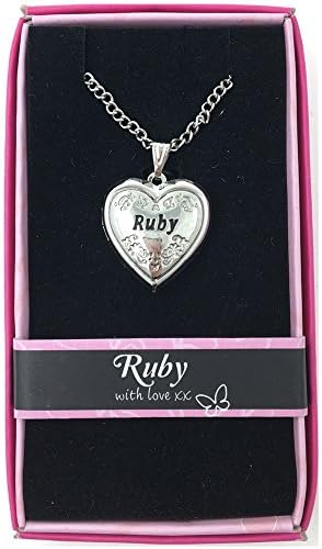 Personalised Name Love Lockets Necklace -Initial R/Rachael/Rachel/Rebecca/Rhiannon/Robyn/Rosie/Ruby (Ruby)
