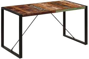 vidaXL Tavolo da Pranzo Stile Industriale Raffinato Telaio Robusto Rustico Venature Uniche 140x70x75cm in Legno Massello di Recupero Tavola Mensa