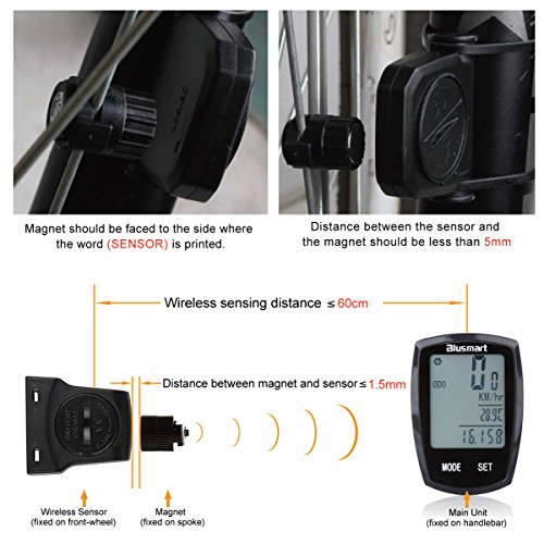 Fahrradcomputer , Blusmart Wireless-Zyklus-Computer-wasserdichte automatische Wake-up Große LCD-Hintergrundbeleuchtung Motion Sensor Outdoor Radfahren Echtzeit Speed Track - 3