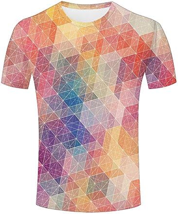 Men 3D Tshirts Unisex colorful Geometry parallelogram Lines Fashion Summer Tees Top M