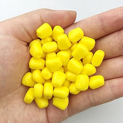 Rungao Lot de 50 pcs de Leurres de Pêche de Maïs Doux Appâts de Carpe Accessoires de Poisson en Plein Air, Jaune