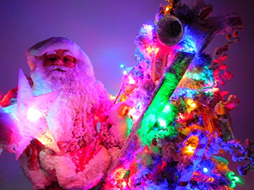 517DKlf0X8L 40 "/ 100cm Pre Lit floqué Arbre de Noël avec Père Noël Figure Décoration Arbre