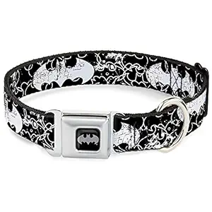 Buckle-Down DC-WBM004-S BMA Batman Black/Silver Dog Collar, Small/9-15