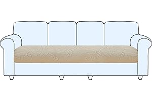 SHUOJIA Sofa Sitzkissenbezug, Sofa Sitzkissenbezug Stretch,Husse Überzug Bezug Für Sofa Sitzkissen, rutschfest Stoff Europäisches Muster (Cream Color,Large-4-Seater)