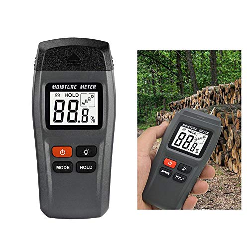AOLVO Digital Moisture Meter Moisture Meter Wood Moisture Detector LCD Damp Moisture Tester with 2 Test Probe Pins for Wood & Building Materials, Battery and Replacement Electronic Probes Included