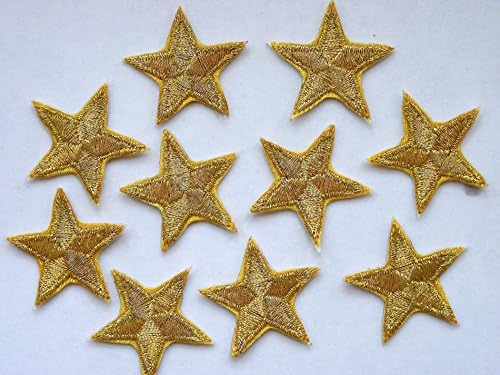 * Pack of 20 Gold iron-on or sew-on star patches / applique *