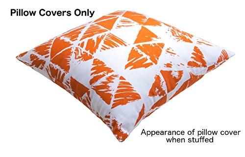 TreeWool®, (2er Pack) Ikat Dreieck Geometrische Design Baumwolle Dekoratives Kissenbezüg (Orange, 40 x 40 cm) - 3