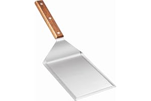 Mallez Spatola per griglia in acciaio inox di grandi dimensioni, 15,2 x 12,7 cm, resistente, con bordi smussati, accessori per barbecue, hamburger, griglia, manico in legno