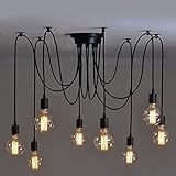 8 luces - Inicio Deco Vintage DIY Industrial accesorio de la lámpara colgante de luz Retro Lámpara de Techo de la lámpara de araña 6/8/10 luces (E27 base, Cada cable 1.5m, Ajustable)