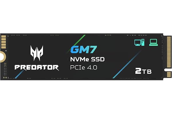 Acer Predator GM7 2 to M.2 NVMe SSD PCIe 4.0 – Vitesse de Lecture Jusqu’à 7 400 Mo/s – Disque Interne Professionnel – Stockage Gaming Compatible PC, Ordinateur Portable et PS5.
