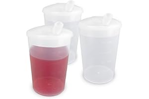 LIFE WITH DIGNITY Lot de 3 gobelets en plastique avec couvercle pour adultes, personnes âgées, personnes handicapées, petits couvercles