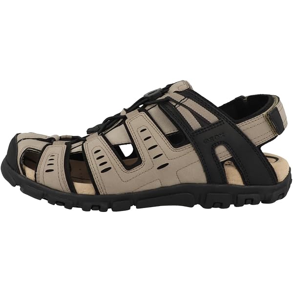 Sandali Estivi Uomo HNVAVQ - Pelle, Punta Chiusa, Chiusura In Velcro, Suola Antiscivolo. Per Trekking, Spiaggia E Uso Quotidiano.
