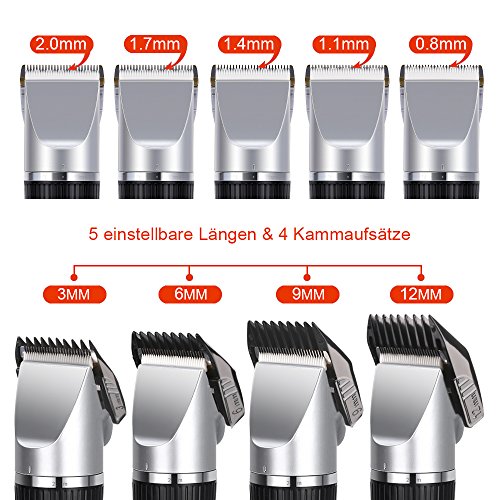 Elehot Elektrischer Haarschneider mit 5 Aufsätzen Haarschneidemaschine für Herren oder Friseur Salon Rot - 6