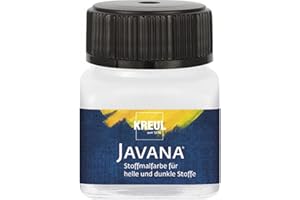 Kreul 90953 - Vernice per tessuti Javana per tessuti chiari e scuri, carattere in vetro da 20 ml, per timbratura e stencil, lavabile dopo il fissaggio