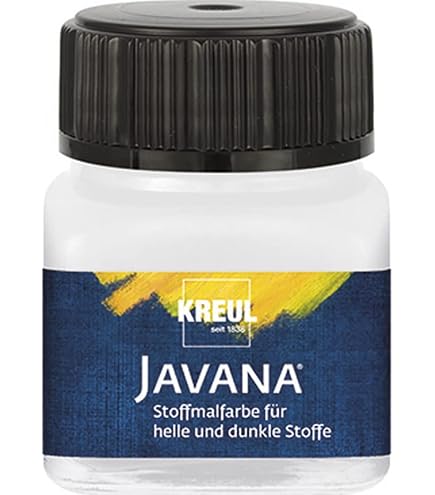 KREUL 91960 - Javana Peinture Pour Tissus Clairs Et Foncés, 50 ML Verre Vert Feuille, Caractère Pâteux, Pour Tamponner Et Pochoiriser, Résistant Au Lavage Après Fixation