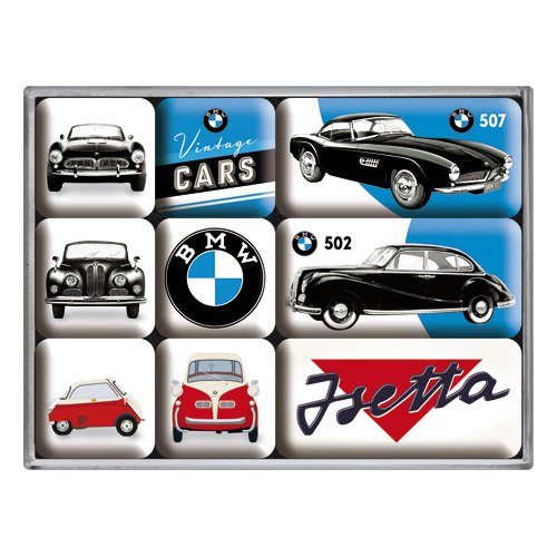 Nostalgic-Art 83078 Magnet-Set BMW Vintage Cars, 9-teilig