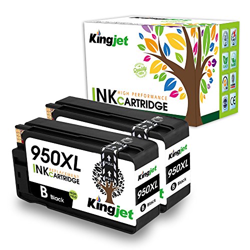 Kingjet 2 Stück 950XL Schwarz hohe Kapazität Patent Tintenpatronen mit Füllstandsanzeige Ersätze für Officejet Pro 8600 8610 8620 8630 8640 8660 8615 8616 8625 8100 251dw 276dw - 4