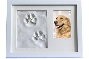 BabyIn Dog or Cat Paw Print Keepsake Folding Photo Frame with Clay for Pet Pawprint Imprint Kit (White)