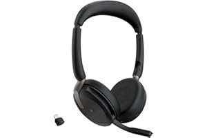 ‎JABRA Jabra Evolve2 65 Flex - Stereo-Bluetooth-Headset mit Wireless-Charging-Pad, geräuschunterdrückender Jabra ClearVoice Technologie und hybrider ANC - für MS Teams zertifiziert - Schwarz