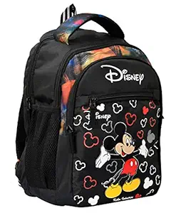 Kuber Industries Disney Mickey Mouse Print 14 inch Waterproof Polyester School Bag/Backpack for Kids (Black)-KUBMART3442