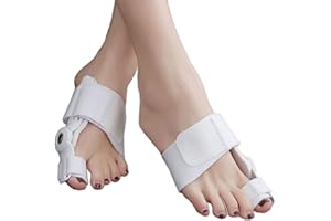 Paskyee Bunion Corrector, Orthopedic Bunion Toe Straightener for Women and Men 2 PCS, Adjustable Bunion Splint with Toe Separator for Bunion Relief White