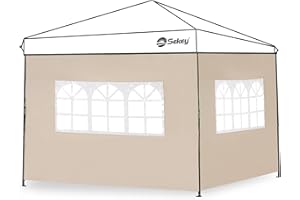 Sekey 2 Seitenteile Seitenwände für Pavillon 3×3m, Wasserdicht für Festzelt, Partyzelt (2 Fenster, Khaki)