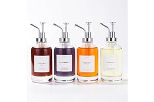 Molimoli Deluxe Syrup Dispenser for Coffee Station, Set of 4 Coffe Syrup Pump Dispenser, Coffe Accessories, with Labels, Gold