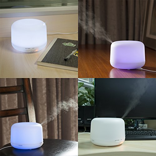 Aroma Diffuser 300ml Luftbefeuchter FOXAS Ultraschall Duftzerstäuber Air Humidifier Aromatherapy Essential Oil Diffuser 7 Farben LED Licht Farbwechsel - 3