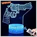 Produktbild 3D Revolver Lampe LED Nachtlicht mit Fernbedienung, USlinsky 7 Farben Wählbar Dimmbare Touch Schalter Nachtlampe Geburtstag Geschenk, Frohe Weihnachten Geschenke Für Mädchen Männer Frauen Kinder
