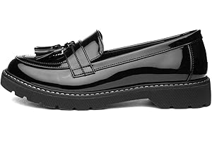 Lilley Womens Black Patent Tassel Loafer