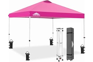 EAGLE PEAK Tonnelle de Jardin Pliable 3x3m Pop-up Gazebo Tente Pliante Pavillon，avec Sac de Transportable à Roulette pour Camping, Plage, Jardin, Couleur Rose