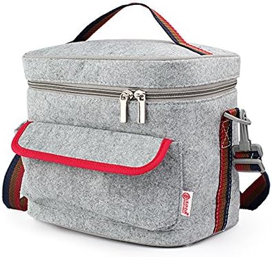 Double-Decked Insulation Lunch Bag With Felt + Foil, Zip Closure, For Women, Men, Adults, Kids, Girls, and Teen Girls, 7.6 Inch High 8.8 Inch Wide