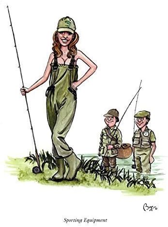 "Sporting Equipment" Funny fishing greeting card by Bryn Parry. Perfect the ment that fish. Blank on inside for any message.