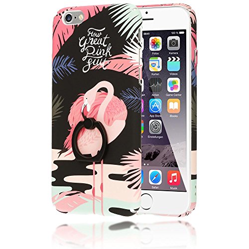 iPhone 6 6S Custodia con anello di NALIA, Ring-Case Rigida 360 Gradi Protettiva Rotazione per Cellulare, Motivo Cover Protezione Bumper Sottile per Telefono Apple iPhone 6S 6, Designs:Flamingo